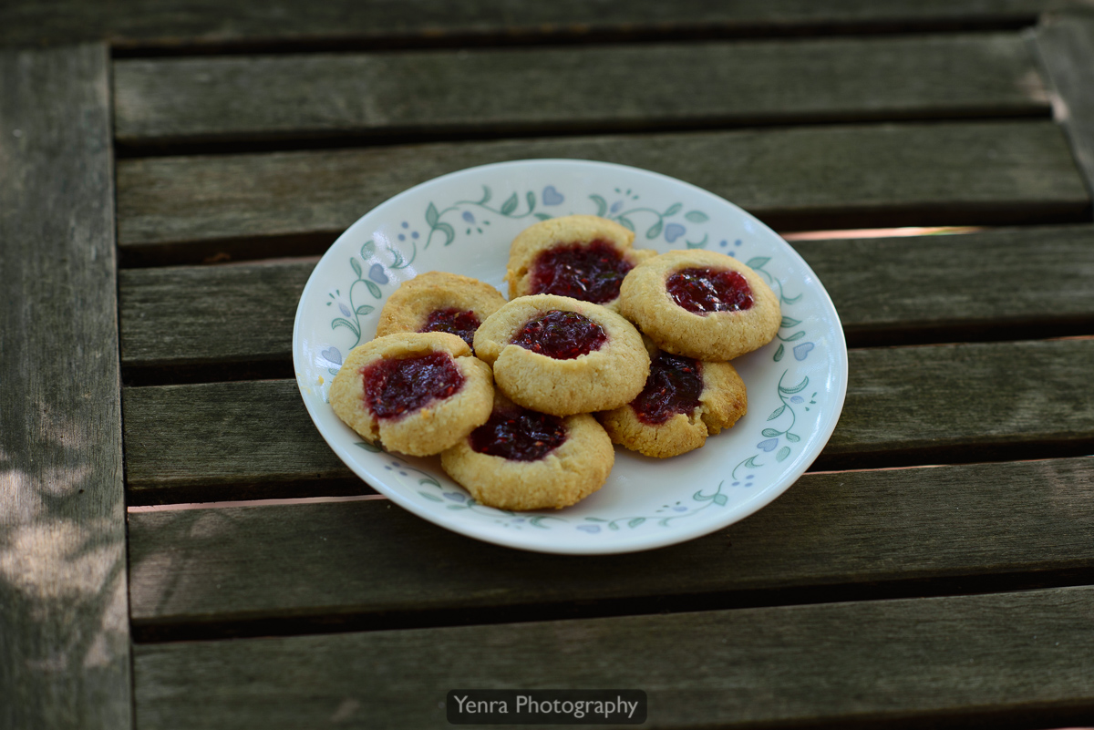 Red raspberry thumbprint cookies