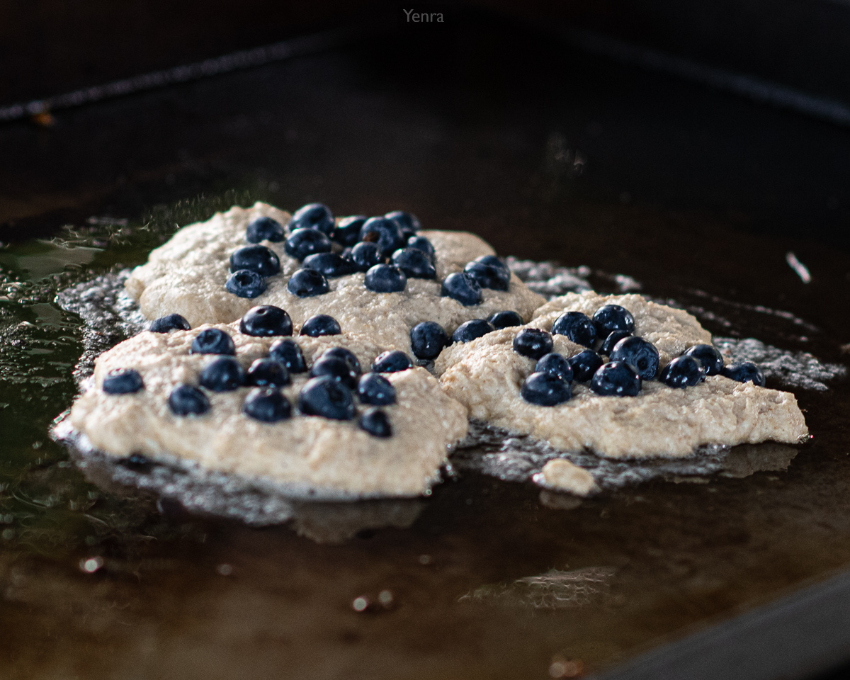Blueberry Pancakes on the Griddle