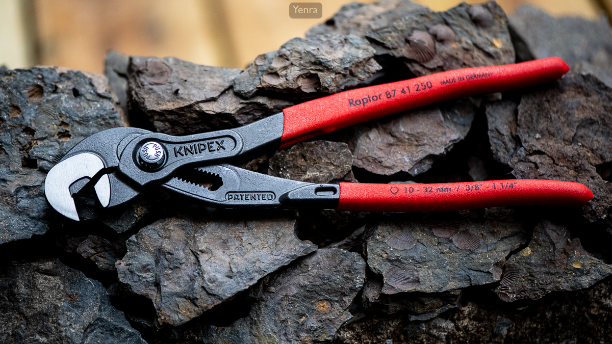 Knipex Raptor Pliers on a bed of fossils
